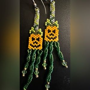 Handmade Beaded Pumpkin Earrings